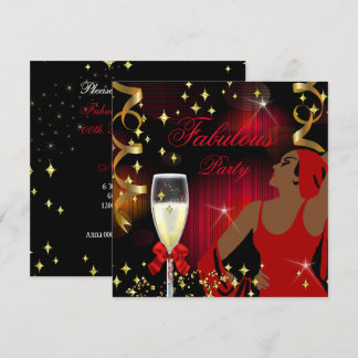 Fabulous Red Glitzer Diva Birthday Einladung