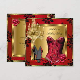 Fabulous Red Heelses Chandelier Corset Rose Lace Einladung