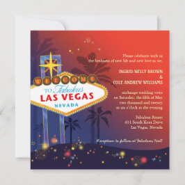 Fabulous Red n Blue Las Vegas Strip Wedding Einladung