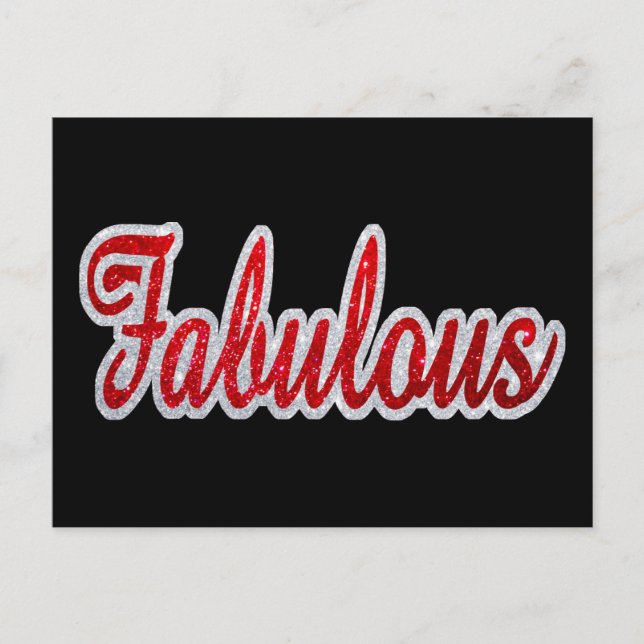 Fabulous - Red & Silver Glitzer Postkarte (Vorderseite)