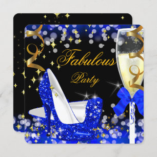 Fabulous Royal Blue Glitzer High Heel Geburtstag Einladung