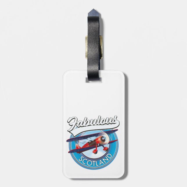 Fabulous Scotland Retrostyle travel patch Gepäckanhänger (Rückseite vertikal)