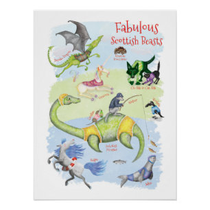 Fabulous Scottish Beasts, affiche brillante de la 