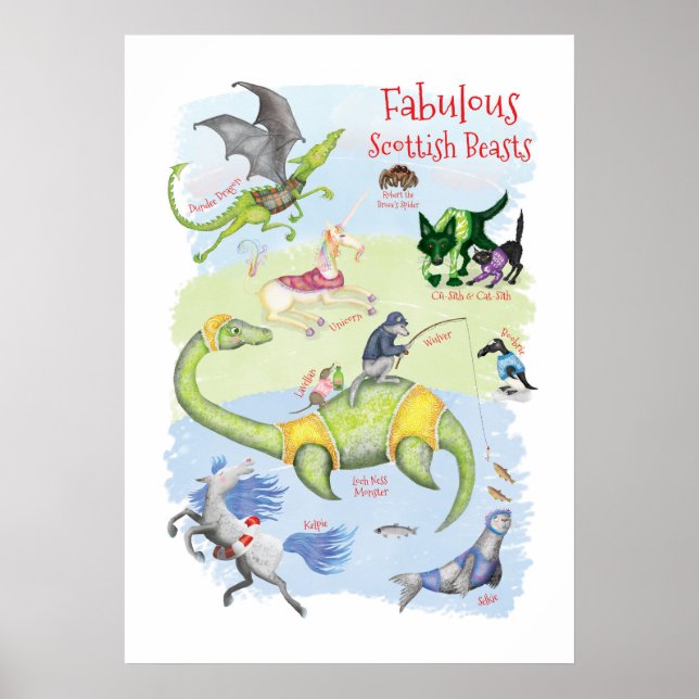 Fabulous Scottish Beasts affiche de chambre pour e (Devant)