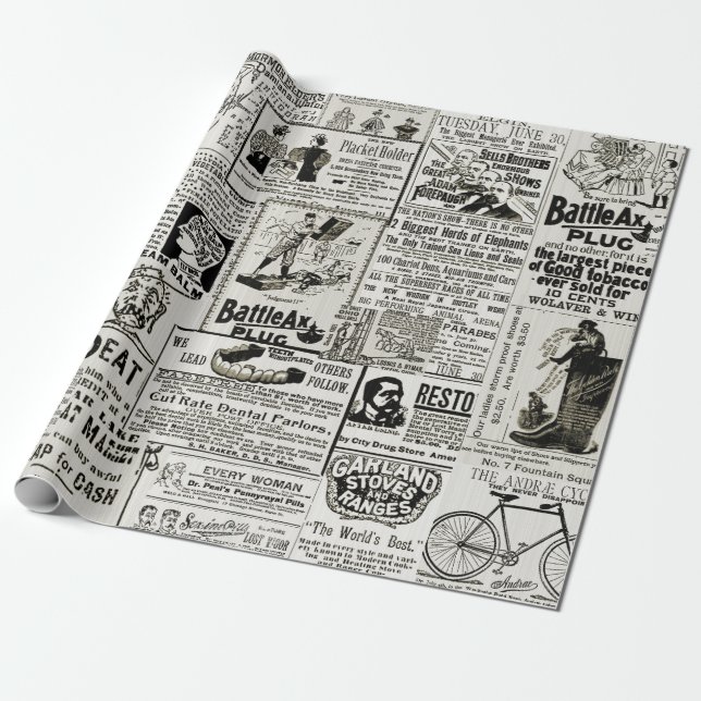 Fabulous Sepia Viktorianisch Newspaper Ads Funny 1 Geschenkpapier (Ungerollt)