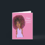 Fabulous Sister African American Happy Birthday Ca Karte<br><div class="desc">Diese niedliche Karte zeigt eine afroamerikanische Frau mit einem üppigen Afro- und Winkelkleid. Schicken Sie diese coole Karte mit einer herzlichen Nachricht an Ihre Schwester,  um ihr zu lass zu geben,  wie sehr Sie sie schätzen.</div>