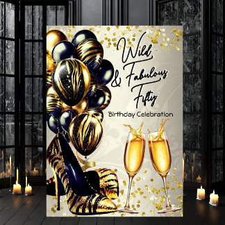 Fabulous Tiger Heelses Champagne Geburtstag Einladung