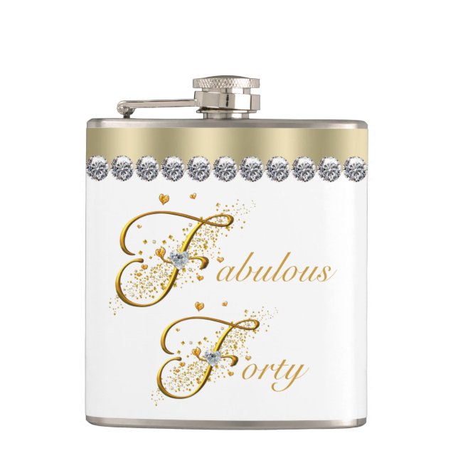 Fabulous vierty Birthday Flachmann (Vorderseite)