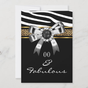 Fabulous Zebra Gold Schwarz-weiß Leopard Party Einladung