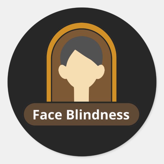 Face Blindness Boy - Black and Brown Button Runder Aufkleber (Vorderseite)