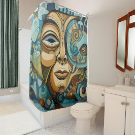 Face Cubist Inspiriert Art Deco Abstrakt Duschvorhang