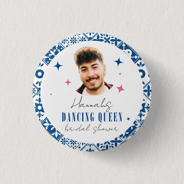 Face Dancing Queen greek disco mamma Brautparty Button (Vorderseite)