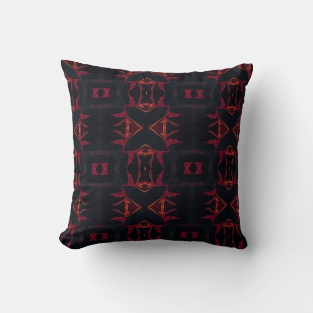 Face de chat géométrique motif acajou brun coussin (Recto)