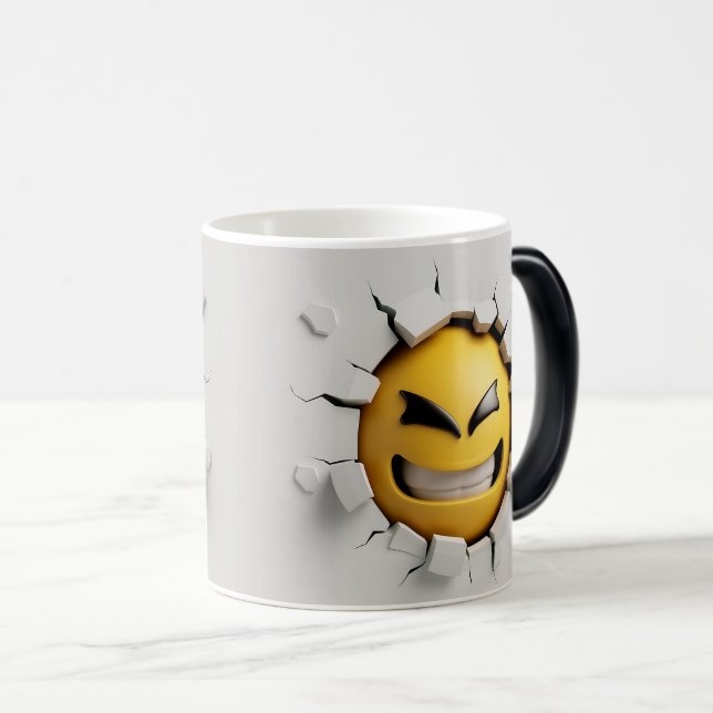Face Emoticon Break Through Verwandlungstasse (VorderseiteRechts)