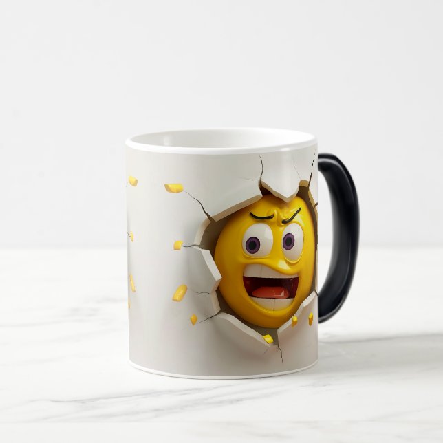 Face Emoticon Break Through Verwandlungstasse (VorderseiteRechts)