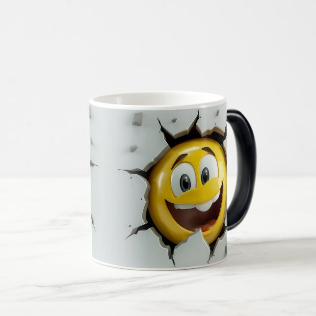 Face Emoticon Break Through Verwandlungstasse (VorderseiteRechts)