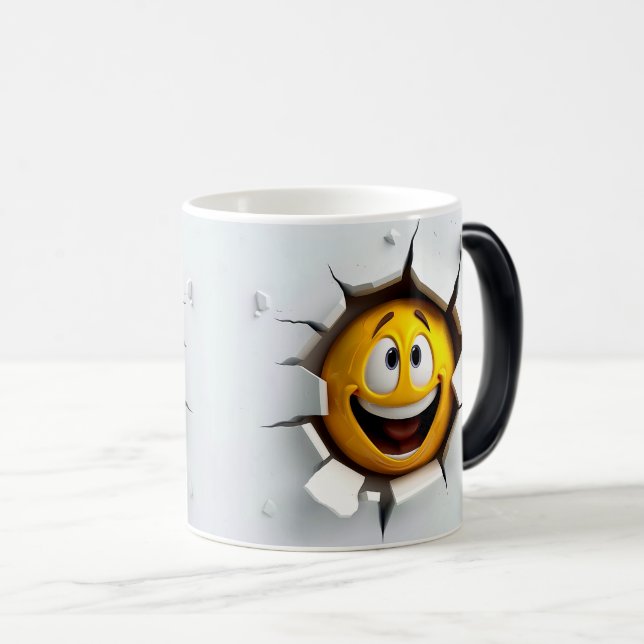 Face Emoticon Break Through Verwandlungstasse (VorderseiteRechts)