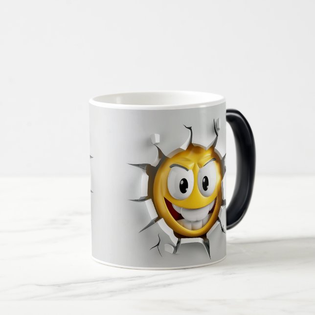 Face Emoticon Break Through Verwandlungstasse (VorderseiteRechts)