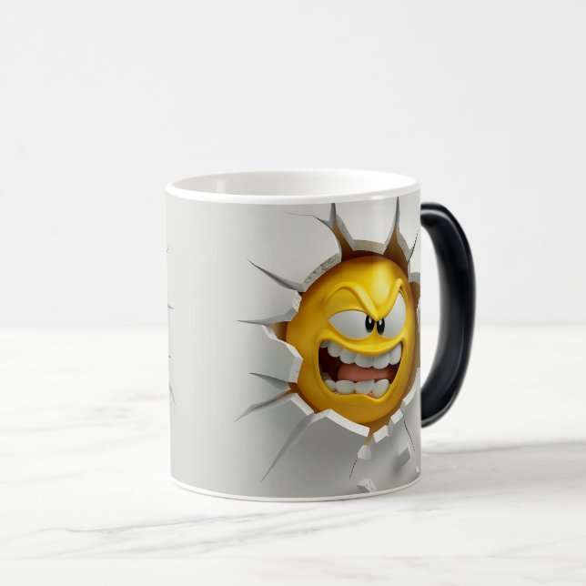Face Emoticon Break Through Verwandlungstasse (VorderseiteRechts)