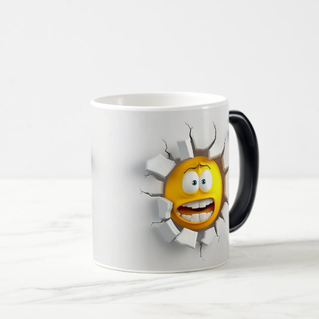 Face Emoticon Break Through Verwandlungstasse (VorderseiteRechts)
