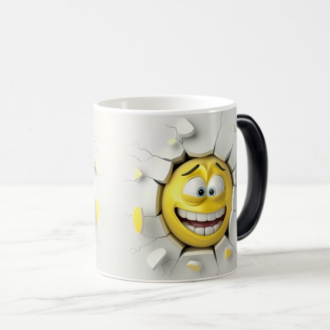 Face Emoticon Break Through Verwandlungstasse (VorderseiteRechts)