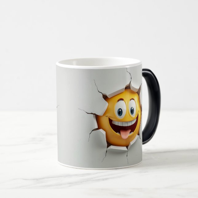 Face Emoticon Break Through Verwandlungstasse (VorderseiteRechts)