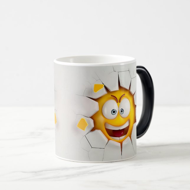 Face Emoticon Break Through Verwandlungstasse (VorderseiteRechts)