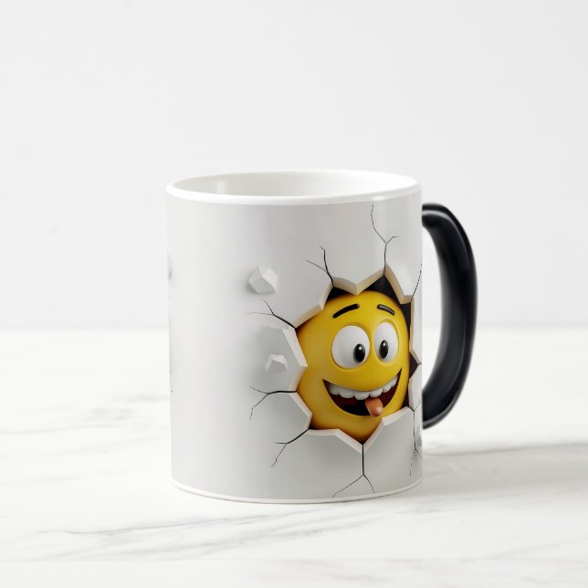 Face Emoticon Break Through Verwandlungstasse (VorderseiteRechts)