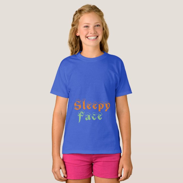 Face endormie : T-shirt basique pour filles (Devant entier)