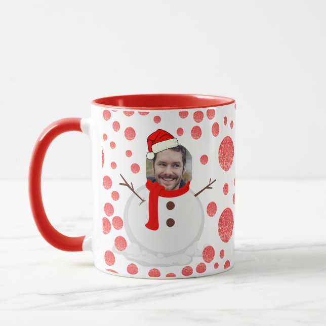 Face Foto Weihnachten Funny Snowman Kaffee Tasse (Links)