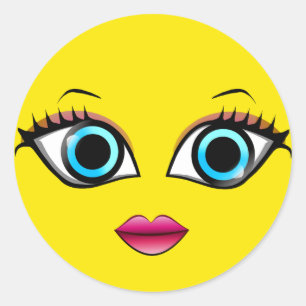 FACE FRAU RUNDER AUFKLEBER