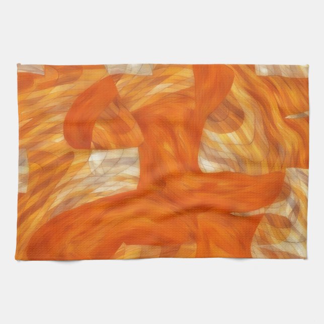 Face in Orange Artsy Abstract Kitchen Towel Geschirrtuch (Horizontal)