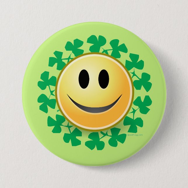 Face Kleeblatt St Patricks Day Button (Vorderseite)
