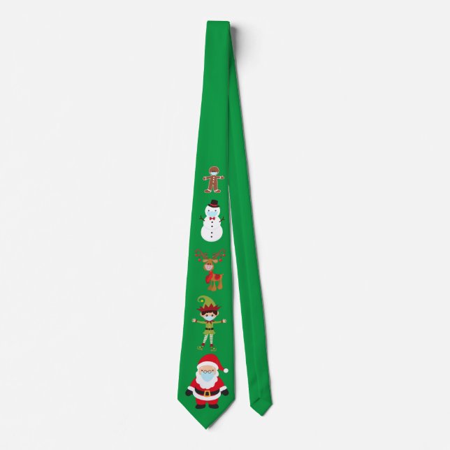 Face Mask Christmas Covid Santa Reindeer Neck Tie Krawatte (Vorderseite)