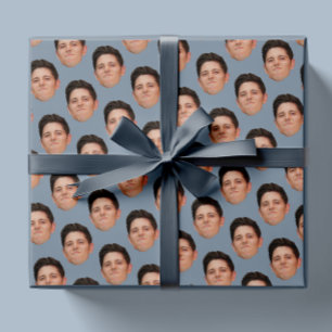 Face oder Pet Foto Dusty Blue Geschenkpapier