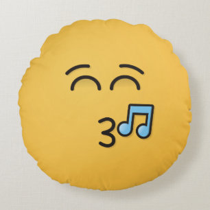 Face sifflante avec yeux souriants Coussin rond