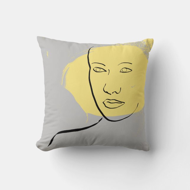 Face Sketch Cushion Kissen (Vorderseite)