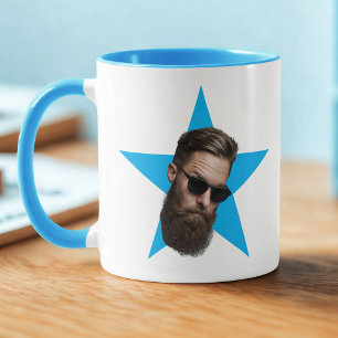 Face Star Funny Gift, Blue Star Face, Office-Gesch Tasse