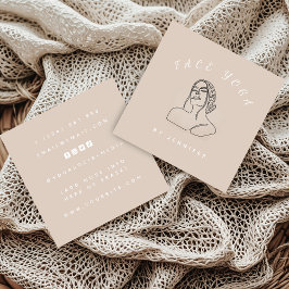 Face Yoga Instructor Line Gezeichnet Boho Feminine Quadratische Visitenkarte