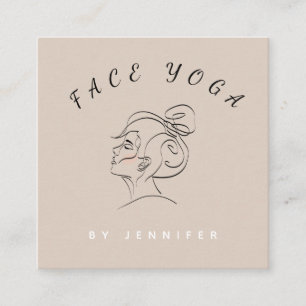 Face Yoga Instructor Line Gezeichnet Boho Messy Bu Quadratische Visitenkarte