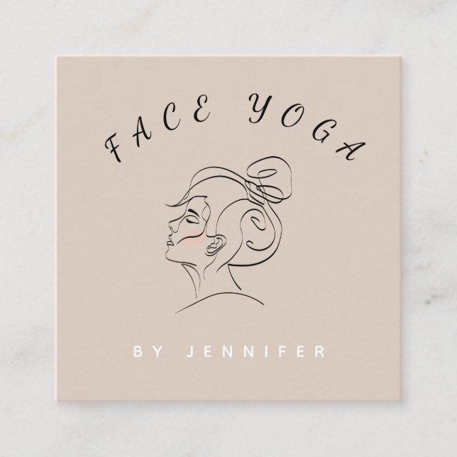 Face Yoga Instructor Line Gezeichnet Boho Messy Bu Quadratische Visitenkarte (Vorderseite)