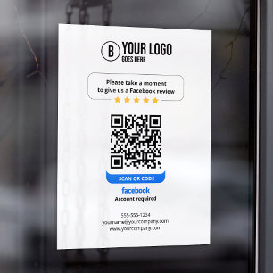Facebook Bewertungen QR-Code Bewerte Mein Geschäft Fensteraufkleber