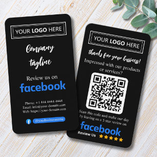 Facebook-Bewertungsanfragekarte mit Logo und QR-Co Visitenkarte