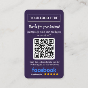 Facebook-Bewertungskarte mit Logo und QR-Code Tief Visitenkarte