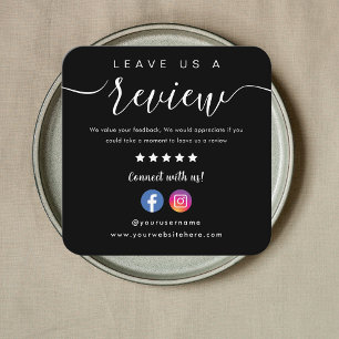 Facebook-Instagram-Logo Verlasse uns eine Schwarze Quadratische Visitenkarte