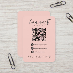 Facebook Instagram Tiktok Blush Pink QR Code Visitenkarte