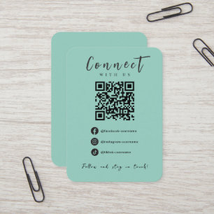 Facebook Instagram Tiktok Modern Seafoam QR Code Visitenkarte