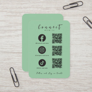 Facebook Instagram Tiktok QR Code Minze Grün Visitenkarte