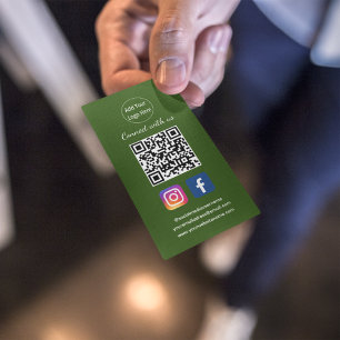 Facebook Instagramm Social Media QR Code Green Visitenkarte
