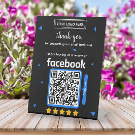 Facebook Review Request Card mit Logo und QR Code Sockelschild